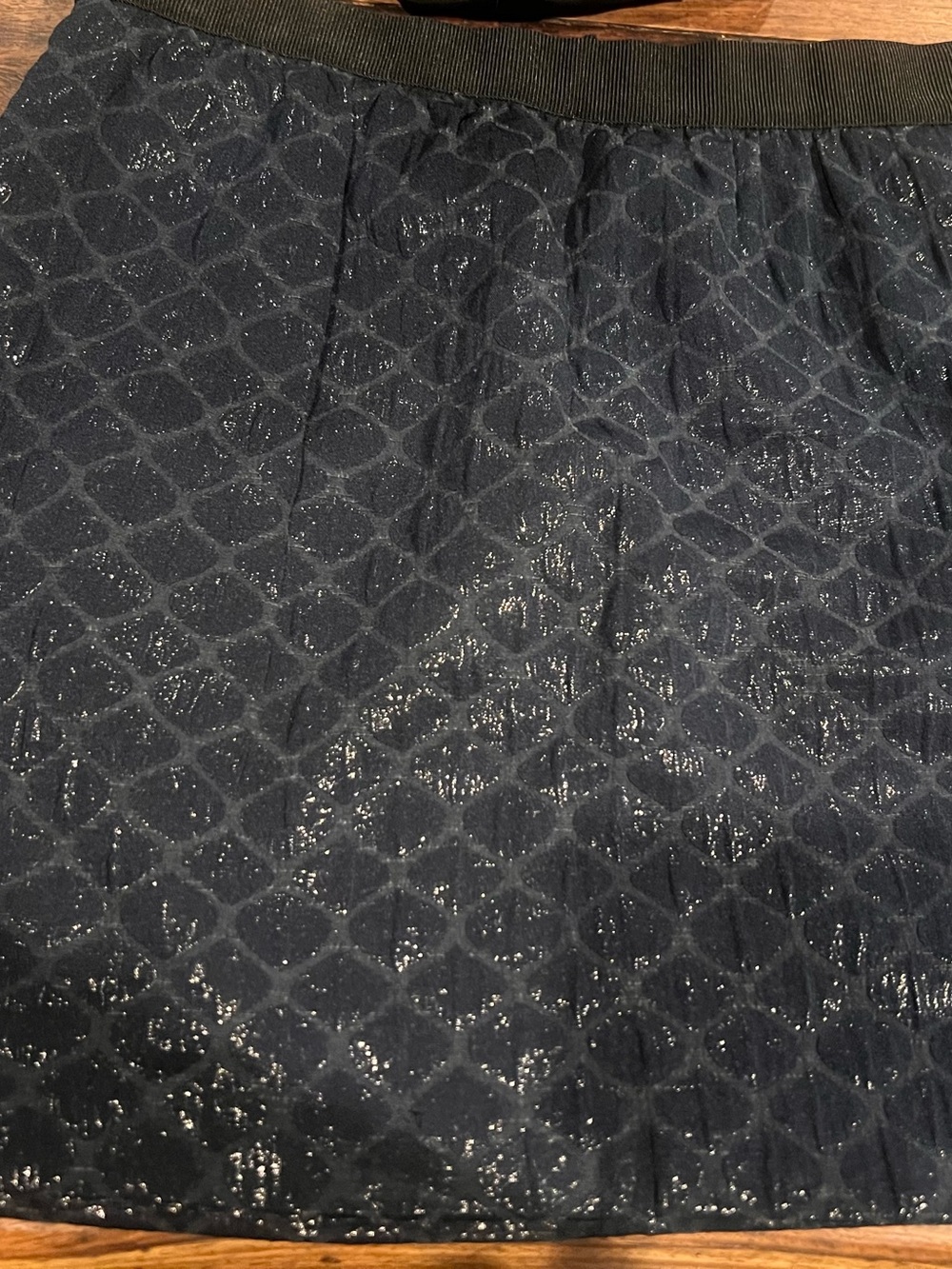 LOFT Navy Sequin Circle Skater Skirt